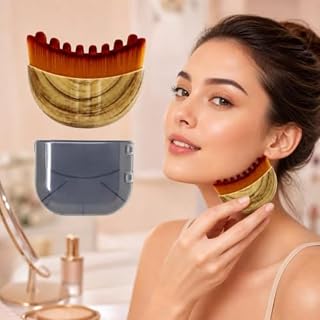1 x Contour Facial Brush Dry Brushing Vegan Facial Massage Tool for Relaxation and Reduction of the Appearance of Puffiness, Soft Synthetic Bristles for Exfoliation