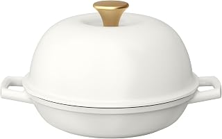 LUGBAR Enameled Cast Iron Bread Oven, 10 inch, Round Drew Barrymore (White Icing)