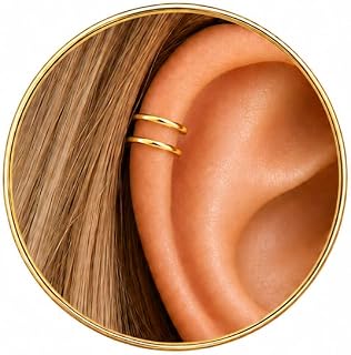14K Gold Filled Ear Cuff – Faux Double Helix Hoop – No Piercing Cartilage Cuff – Dainty Gold Clip-On Helix Ring for Women