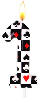 Casino Poker Birthday Candles, Casino Theme Party Decorations, Options for Ages 0-100 Available, Birthday Number Candles for Cake Topper (Black and White, Number 1)