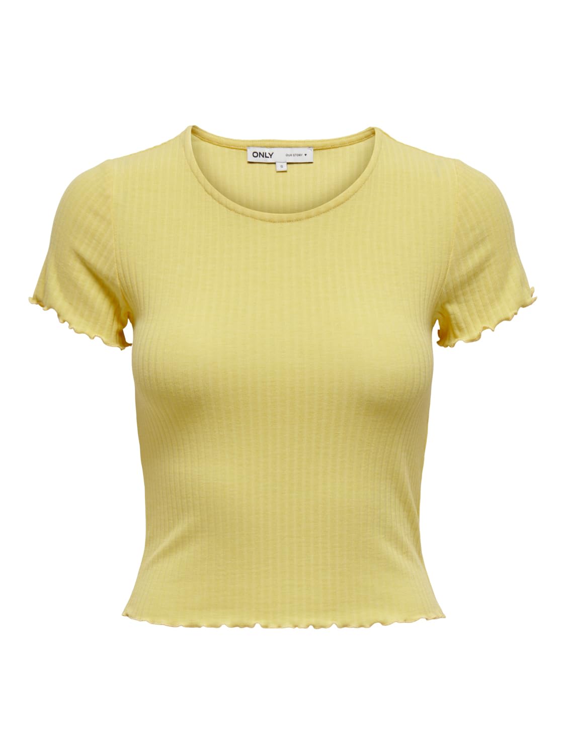 Only ONLEMMA - Ribbed Knit Crop Top with Short Sleeve and Neck