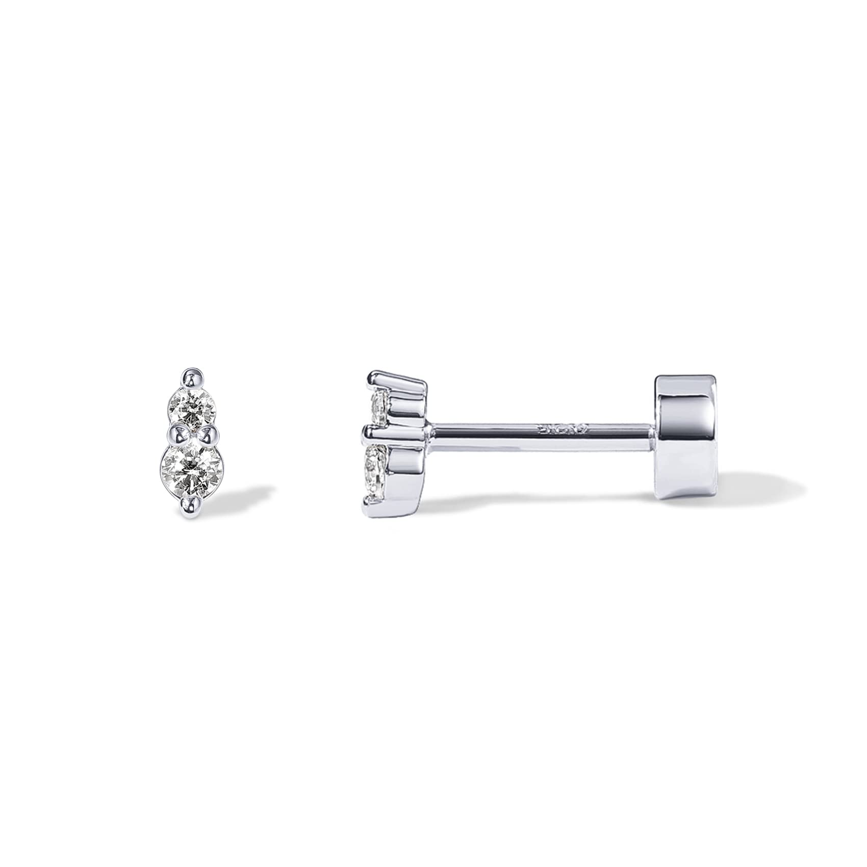 PAVOI Dainty Flat Back Earrings for Women, 14K Gold Plated CZ Stud Piercing