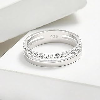 1Pc 925 Silver Hollow Single Layer Full Diamond Zircon Ring Fashionable Jewelry Birthday Gift For Women Birthday Gifts Dating Daily Wear Gifts For Mom Wedding Favors