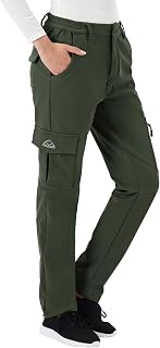 BGOWATU Women's Waterproof Windproof Outdoor Snow Ski Hiking Pants Fleece Lined Warm Insulated Cargo Pants with 6 Pockets