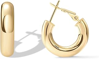 PAVOI Chunky Gold Hoop Earrings for Women, 14K Gold Plated Huggies