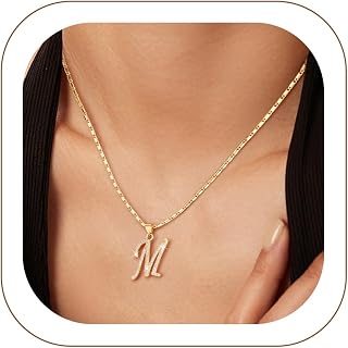 U7 Initial Necklace for Women,CZ Initial Letter Necklace,20"+2"