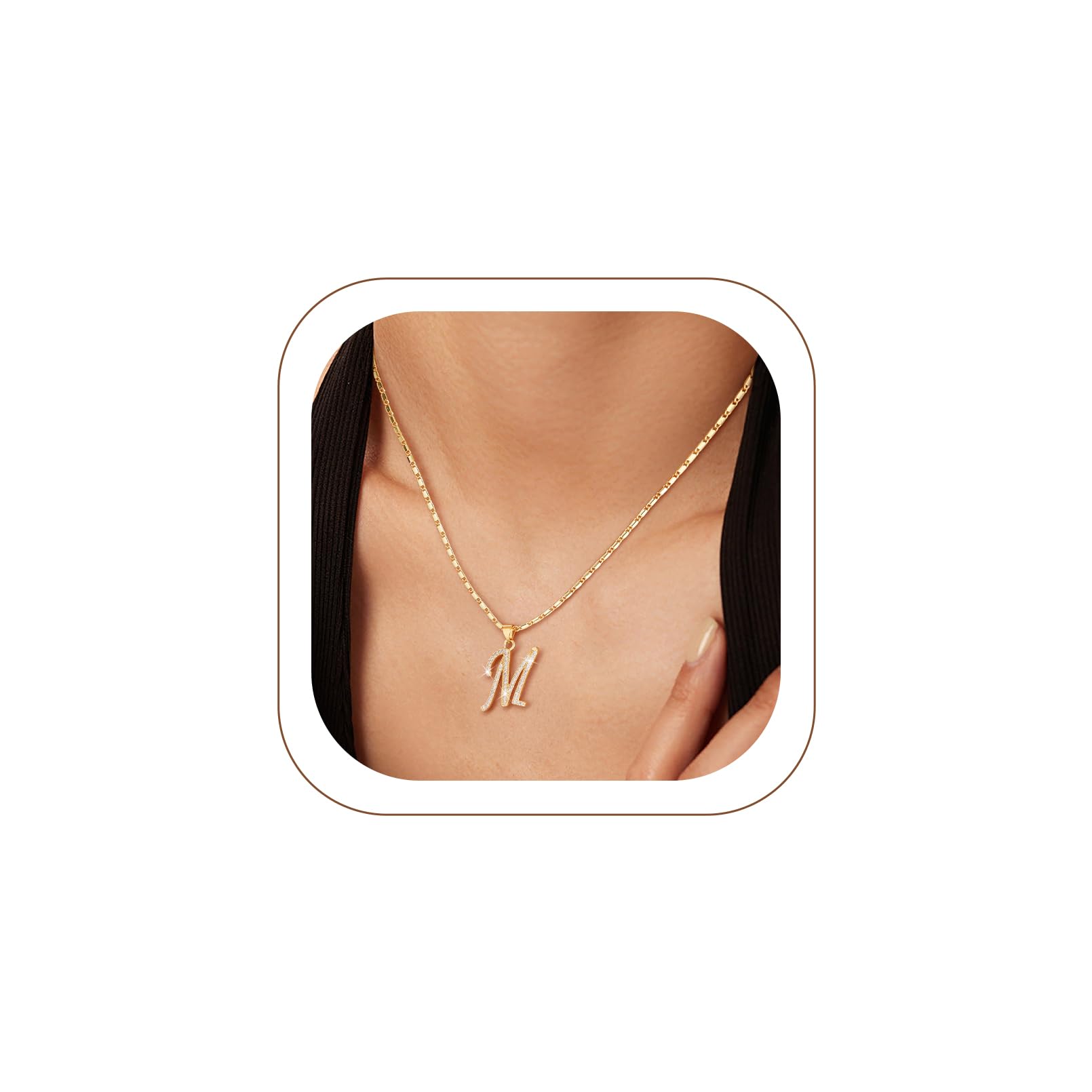 U7 Initial Necklace for Women,CZ Initial Letter Necklace,20"+2"