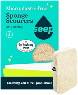 Seep Eco Sponges Washing Up - 4 Pack Multipack Compostable Kitchen Sponge - Cleaning Sponges Made Using Loofah - Sponge Scourer