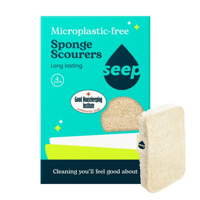 Seep Eco Sponges Washing Up - 4 Pack Multipack Compostable Kitchen Sponge - Clea