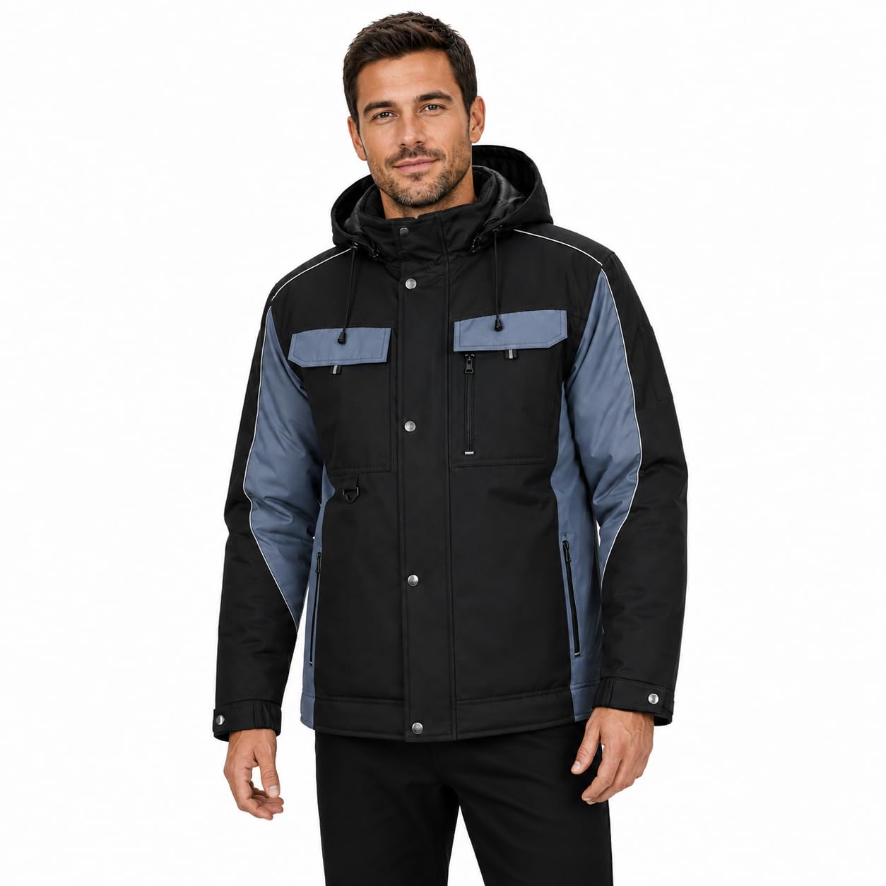 BWOLF Braver Men's Windbreaker Winter Work Jacket with Hood