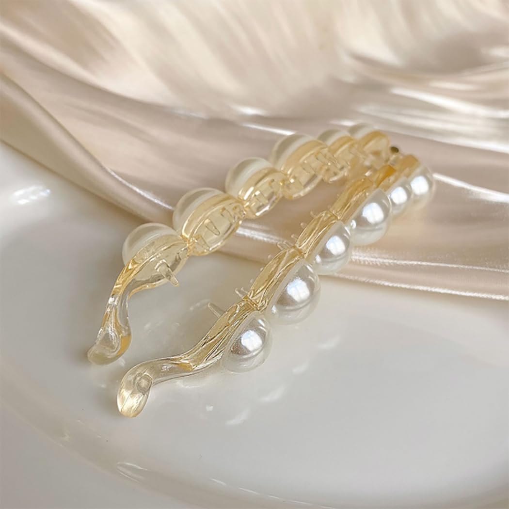Pearl Design Hair Clips for Women Elegant French Banana Clips Hair Accessories f