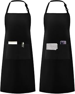 Syntus Apron for Men Women, Adjustable Cooking Kitchen Apron with 2 Pockets | Machine Washable, Firm Stitching, Stain Resistance, Long Tie Straps, 2 Pockets, Versatility, Unisex Use, Gift, BBQ