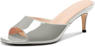 Castamere Women's Round Open Toe Kittens Heel Slippers Fashion Shoes Sandals Party Dance Dress Slip-on Sandals 6.5 cm Heels
