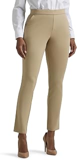 Lee Women's Ultra Lux Mid Rise Slim Fit Ankle Pant, Kansas City Khaki, 12