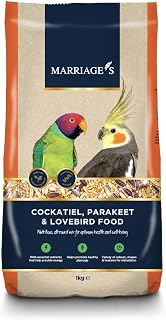 Marriages - Lovebird Food, Cockatiel Seed Mix, Parakeet Bird Seed with Oats, Nyjer Seed and Millet, Wholesome, Packed with Fibre and Protein (1kg)