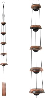 MrMrKura Copper Wind Chimes for Outside, Temple Wind Chimes with 5 Bells Feng Shui Wind Bell Pendent Memorial Windchimes for Home Garden Patio Backyard Decor (Bronze)