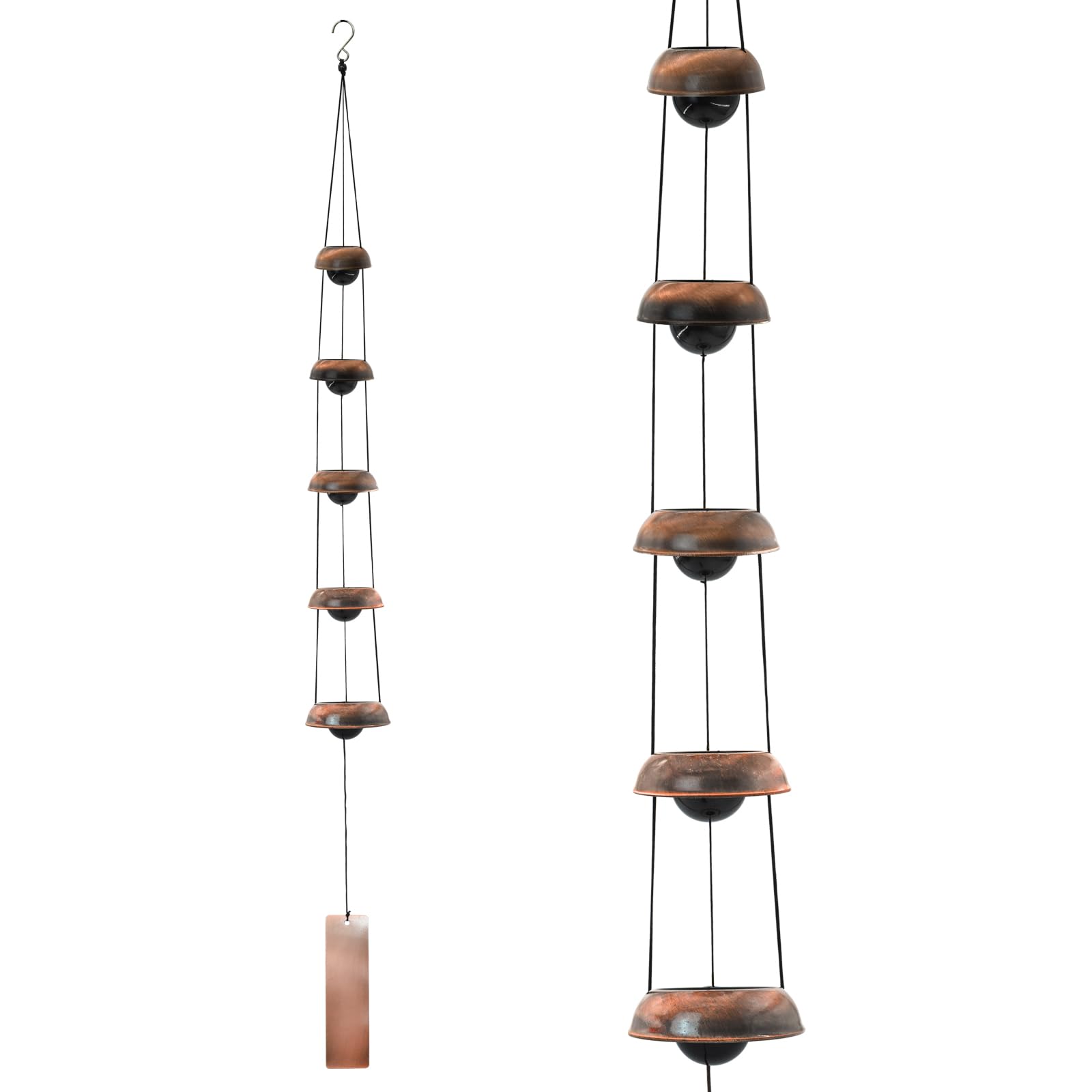 MrMrKura Copper Wind Chimes for Outside, Temple Wind Chimes with 5 Bells Feng Sh