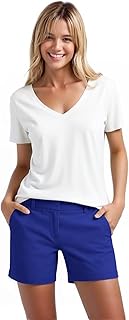 Hybrid & Company Womens Relaxed Comfy Breathable Stretch Walking Shorts with Pockets