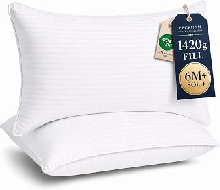 Beckham Hotel Collection Gel Pillow (2-Pack) - Luxury Plush Gel Pillow, Dust and Dust Resistant and Hypoallergenic, 50 x 90 cm Machine Washable