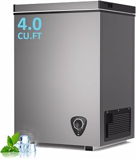 Small Deep Freezer with Removable Basket, 3.5 Cu.ft Chest Freezer Top Door Open, 7 Grade Temperature Control Ideal for Kitchen Apartment Office, Light grey