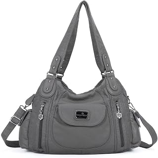Angel Kiss Women Handbags Shoulder Bags Washed Leather Satchel Tote Bag Mutipocket Hobo Purse