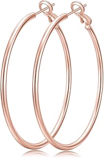 Senteria 2mm Thin 14K Gold/Silver-Plated Hoop Earrings for Women 20-70MM