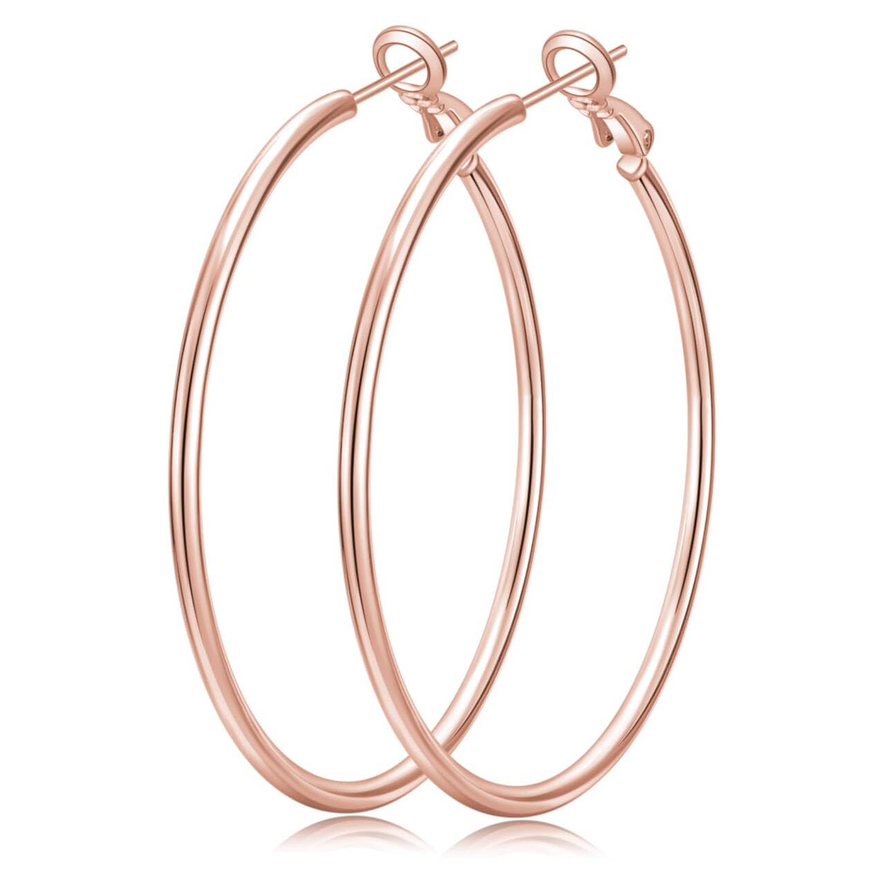Senteria 2mm Thin 14K Gold/Silver-Plated Hoop Earrings for Women 20-70MM