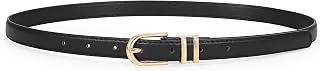 JASGOOD Women's black leather belt with metal pin buckle