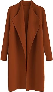 CHICWISH Women's Classy Light Tan/Black Open Front Knit Coat Cardigan