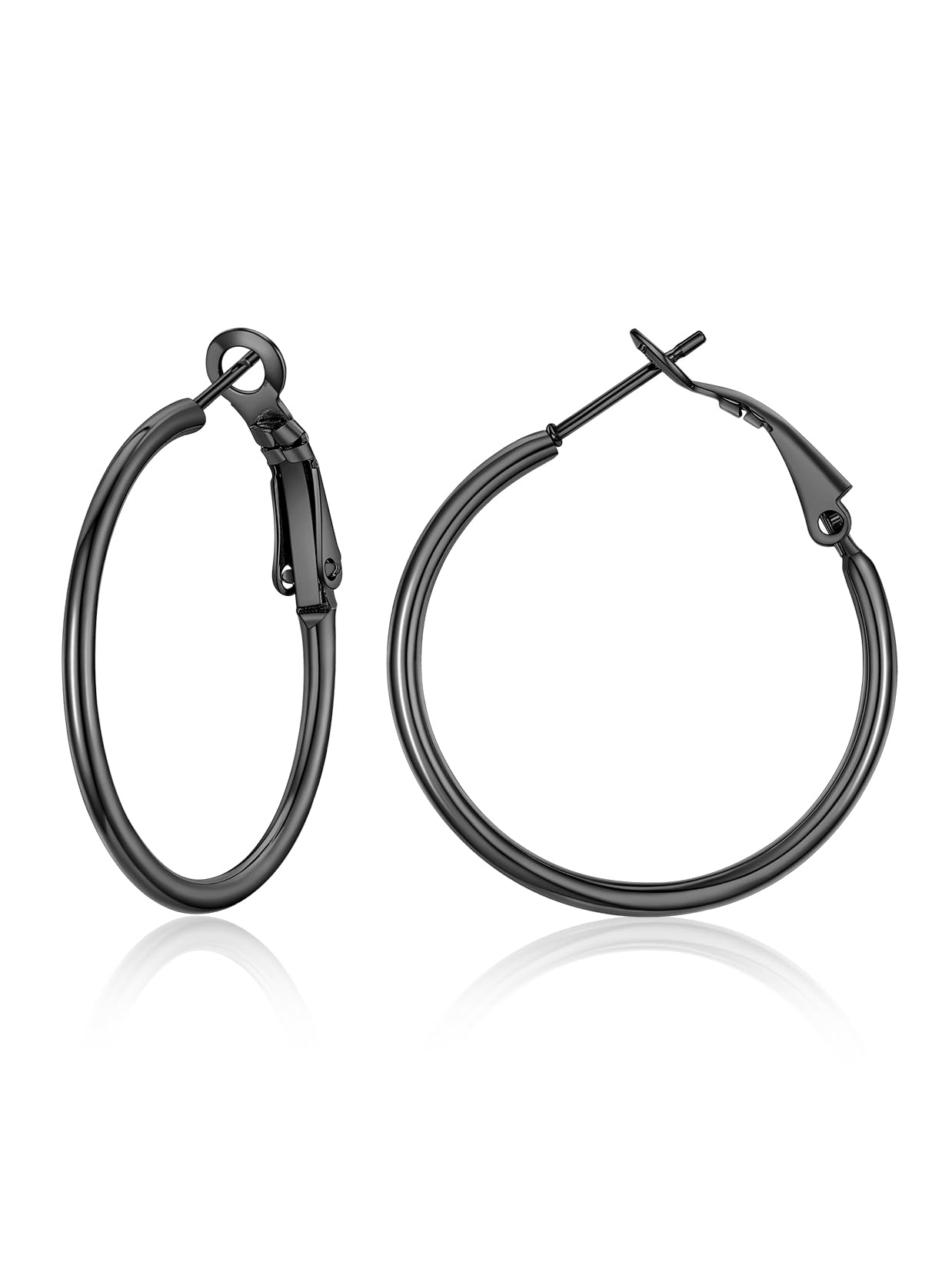 Suplight Hoop Earrings for Women, Stainless Steel Gold Silver Black Hoops, 30-10