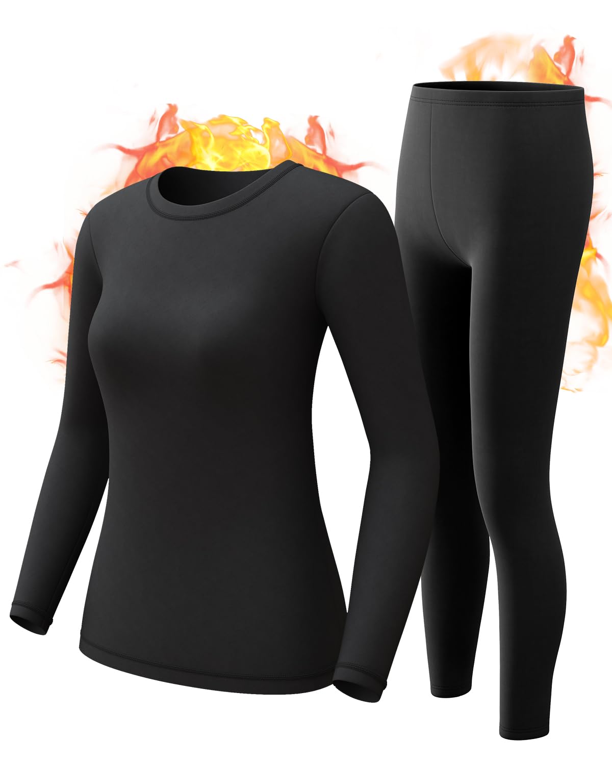 Women's Thermal Underwear Base Layer Set Winter Top And Bottom Fleece Lined | Wo