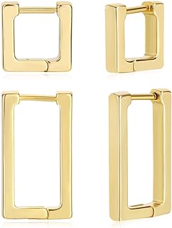 Square Huggie Hoop Earrings for Women Gold/Silver/Rose Gold/Black