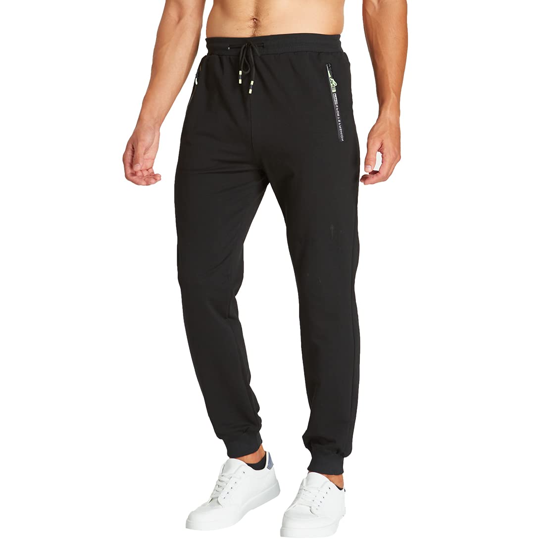 ZOXOZ Men's Sports Trousers Cotton with Elastic Waist with Zip Pockets