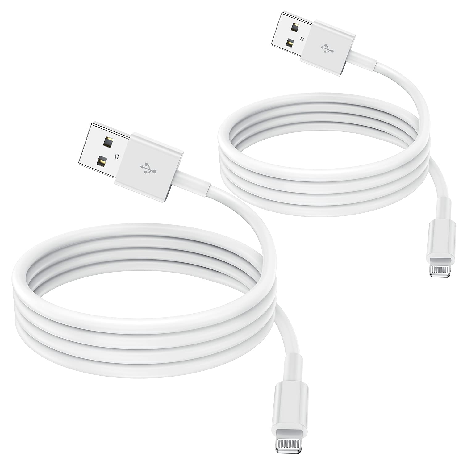 2 Pack Apple MFi Certified iPhone Charger Cable 2m, Apple Lightning to USB Cable