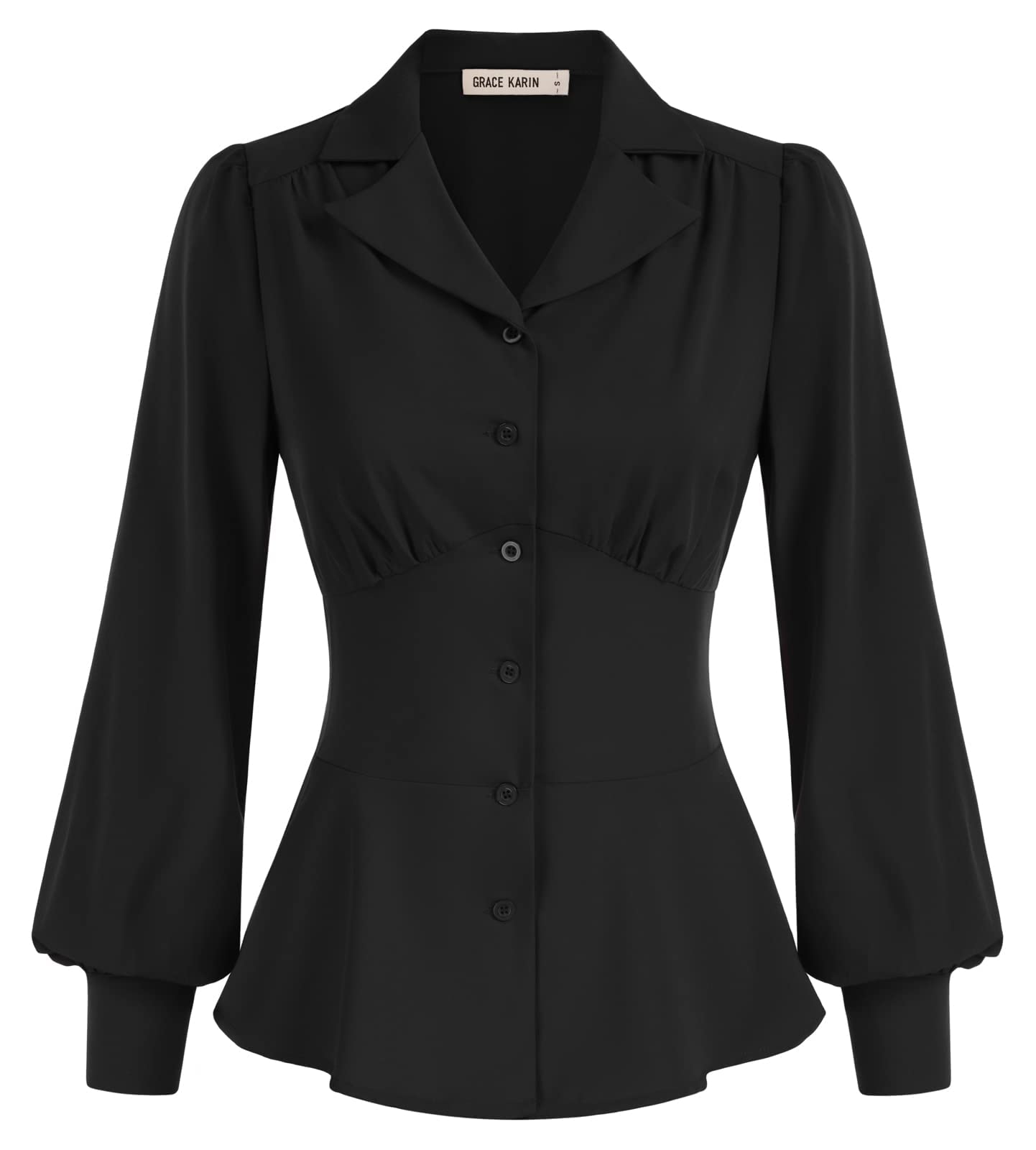 GRACE KARIN - Button down shirts for women, summer peplum blouses, long sleeve c