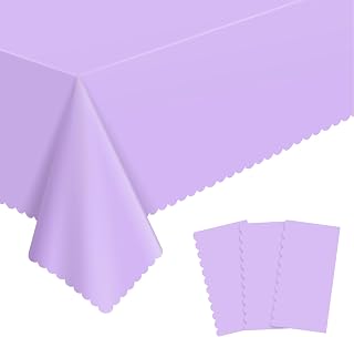 NatNarr 3 Pack Light Purple Tablecloths, Plastic Lavender Table Cloths