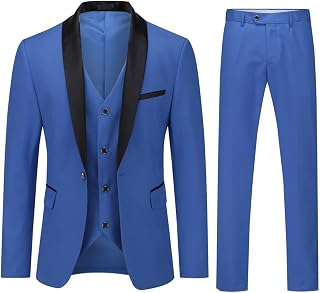 YOUTHUP Suits for Men Slim Fit Suit 3 Pieces Wedding Ceremony Lapel Shawl Smoking Blazer Pants Vest