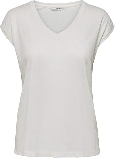 ONLY Onlsilvery S/S V Neck Lurex Top Jrs Noos T-Shirt for Women