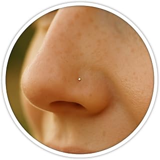 ALOME PIERCINGS Nose Stud Piercing 1mm - L Shape Nose Pin with Small Ball - 14K Gold Filled & 925 Sterling Silver - Dainty Nose Jewelry For Women