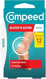 Compeed Medium Blister Plasters, Hydrocolloid, Pack of 12 | For everyday blisters on heels and feet, hydrocolloid cushioning for instant pain relief, fast healing and up to 7 days wear