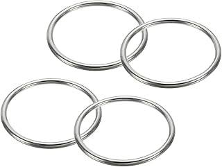 3.1" Seamless Metal O-Rings, 4 Pack 304 Stainless Steel O-Rings Heavy Solid Round Rings Macrame, DIY Crafts, Hardware, Belt, Dog Leash, 6x80mm