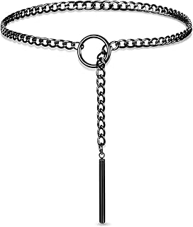 Punk Style Choker Necklace with O-Ring Clasp, 65 cm Long Chain, Made of Stainless Steel, Versatile for Men and Women, Black