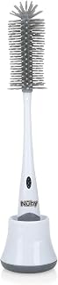 Nuby 2-in-1 Silicone Baby Bottle & Teat Cleaning Brush with Draining Stand | Multifunctional Newborn Bottle Brush with Hygienic Draining Stand and Silicone Bristles for Scratch Resistant Cleaning