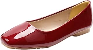 ANUFER Women's Ballet Flats Lace Toe Microfibre Leather Slip Dress Pumps Shoes