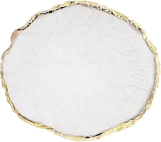 GAOSENLONK Resin Nail Art Palette, Nail Painting Mixed Color Palette, White | Gilded Edge Nail Gel Color Makeup Display Board Pallet