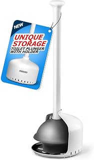 FORASTO Toilet Plunger with Holder，Plungers for Bathroom with Holder, Toilet Plunger Heavy Duty，Bathroom Plunger，Bathroom Decor，Bathroom Accessories，Toilet Bowl Cleaners,18-1/2inch