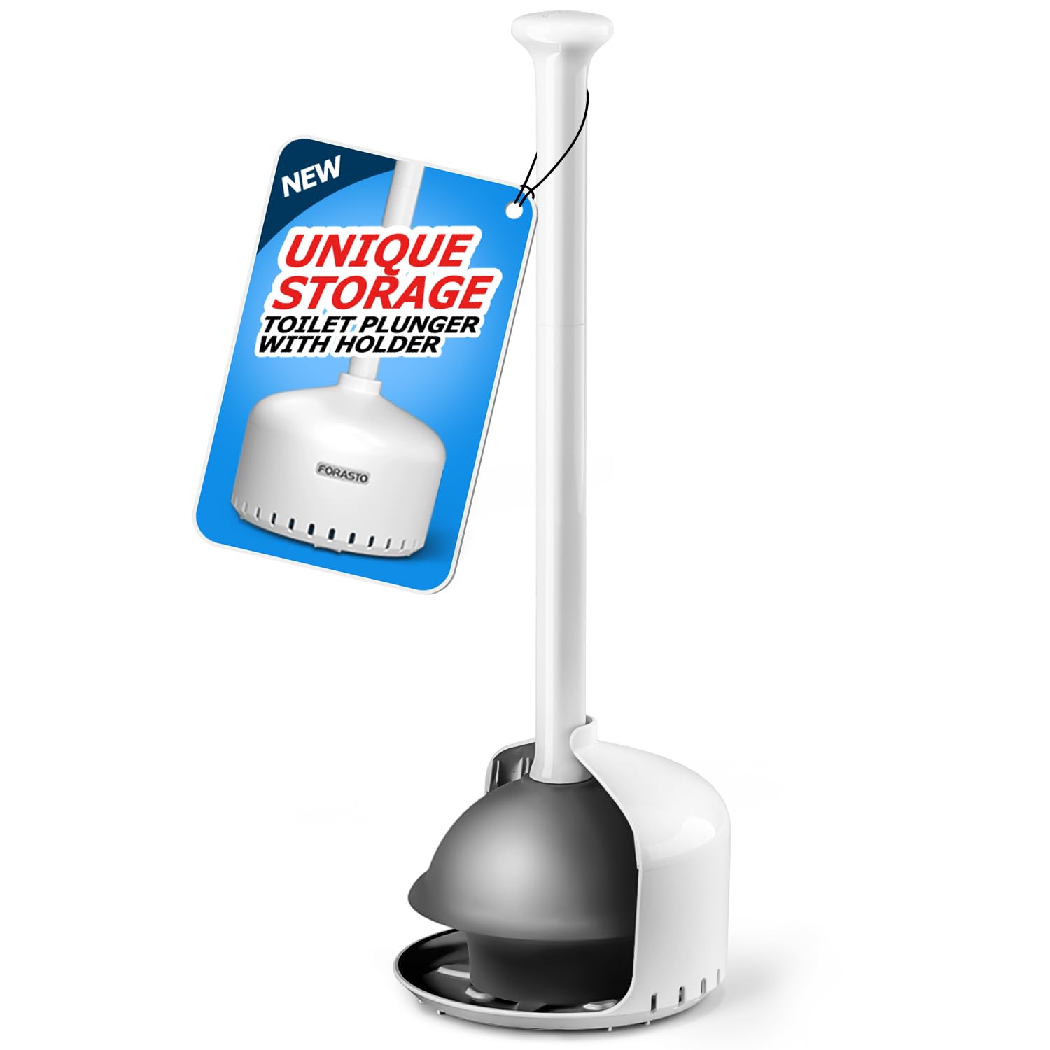 FORASTO Toilet Plunger with Holder，Plungers for Bathroom with Holder, Toilet Plu