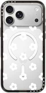 CASETiFY Compact Magsafe Case for iPhone 17 Pro Max [Light/Slim Fit/Magsafe Compatible] - Ditsy Daisies - White - Clear Black