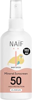 Naïf - Mineral Sun Spray - for Baby & Child - 0% Fragrance - SPF 50 - Spray without Occrylene - UVA and UVB Protection - Water Resistant - Dermatologically Tested - Microplastic Free - 100ml