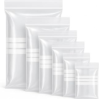 Grip Seal Bags with Write On Panel - 5" x 7.5" Clear Resealable Plastic Bags for Storage & Packaging (100 Pack) - Sabco